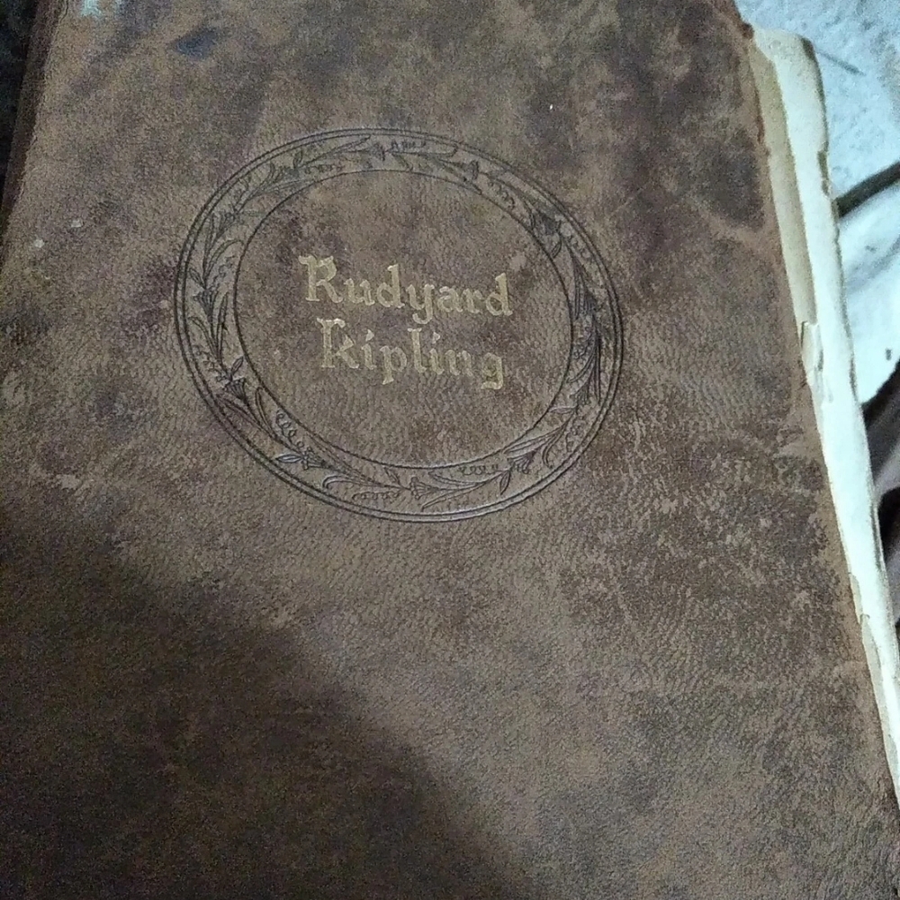 Rudyard Kipling Brown Leather Book Cover Vintage Old First Edition Leather